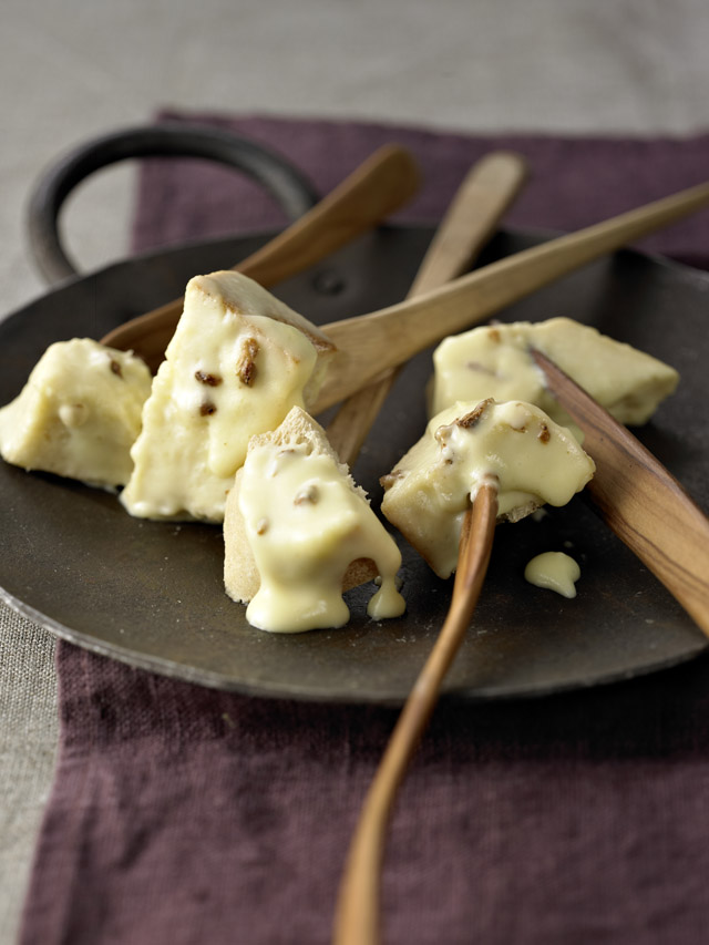 Fondue de cèpes au Vacherin Fribourgeois AOP et Gruyère AOP