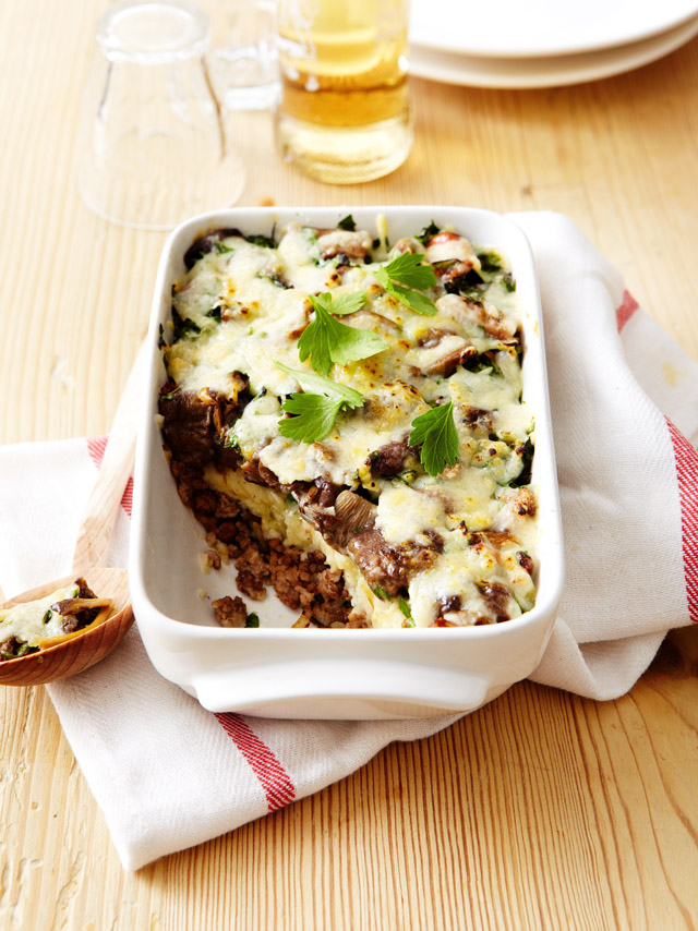 Hachis Parmentier aux champignons des bois et au Gruyère AOP