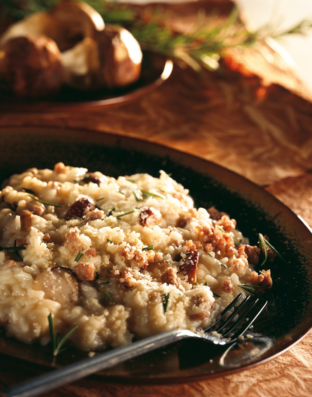 Risotto aux bolets, à la saucisse et Sbrinz AOP