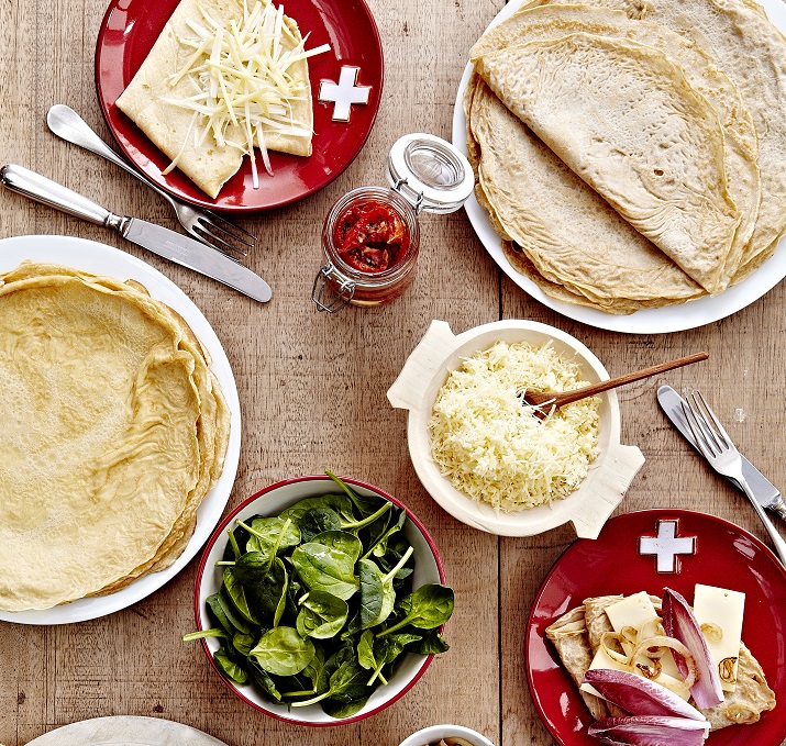 Crêpes party au Gruyère AOP, Vacherin Fribourgeois AOP et Raclette Suisse